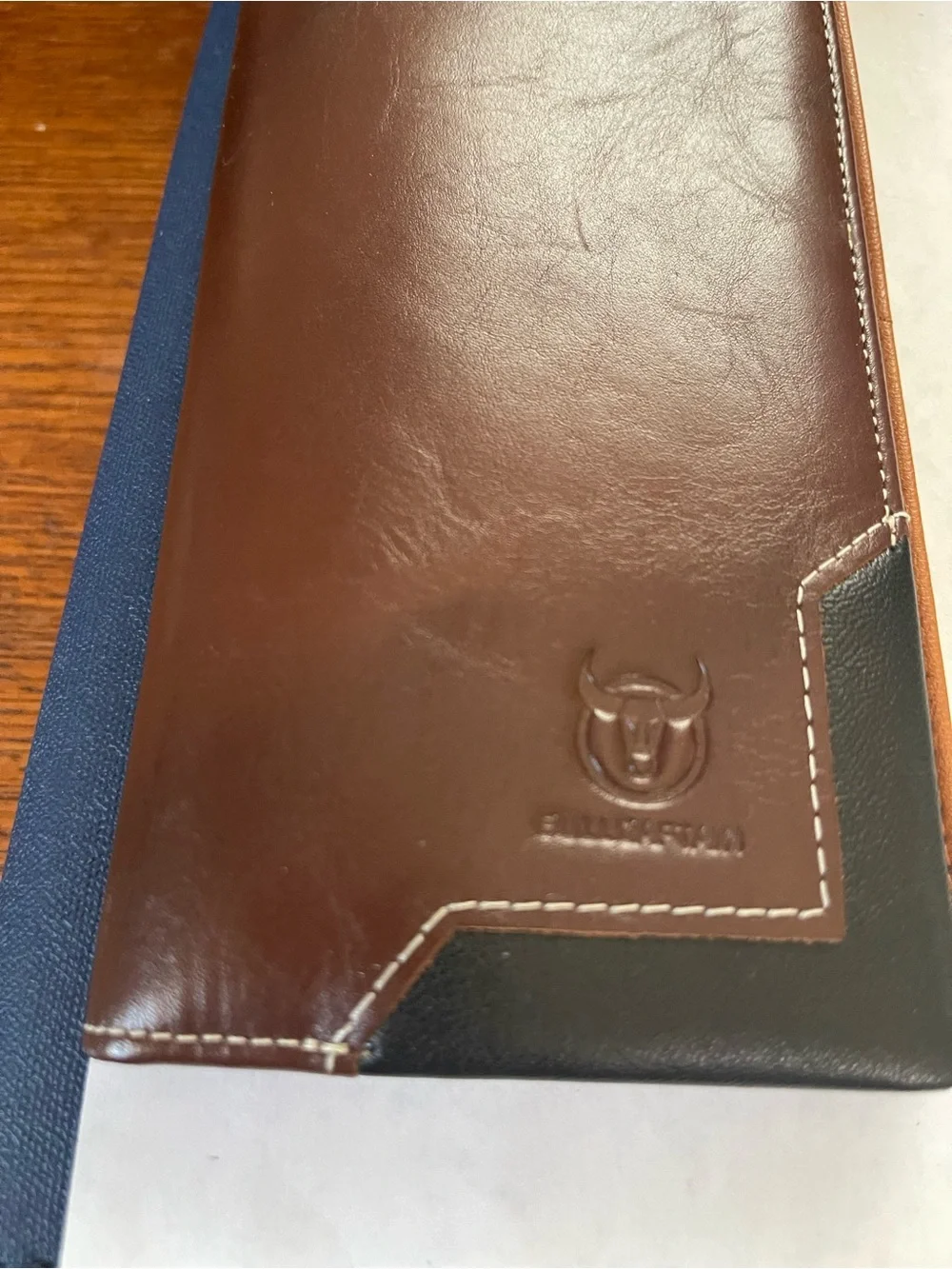 New no tag Bullcaptain leather man’s long wallet